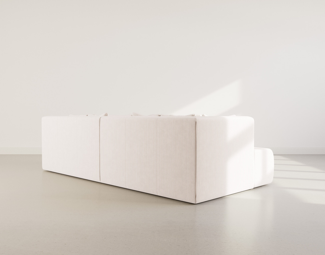 Canapé droit 4 places avec double méridienne - assise profonde - en velours côtelé Onyx