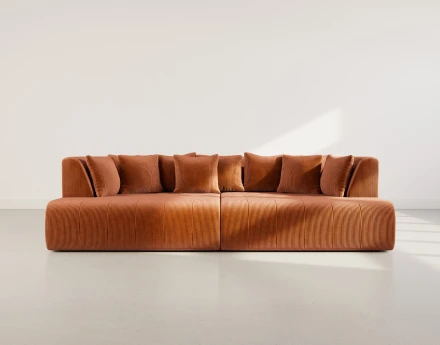 Canapé droit 4 places avec double méridienne - assise profonde - en velours côtelé Onyx