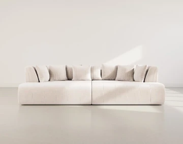 Canapé droit 4 places avec double méridienne - assise profonde - en velours côtelé Onyx