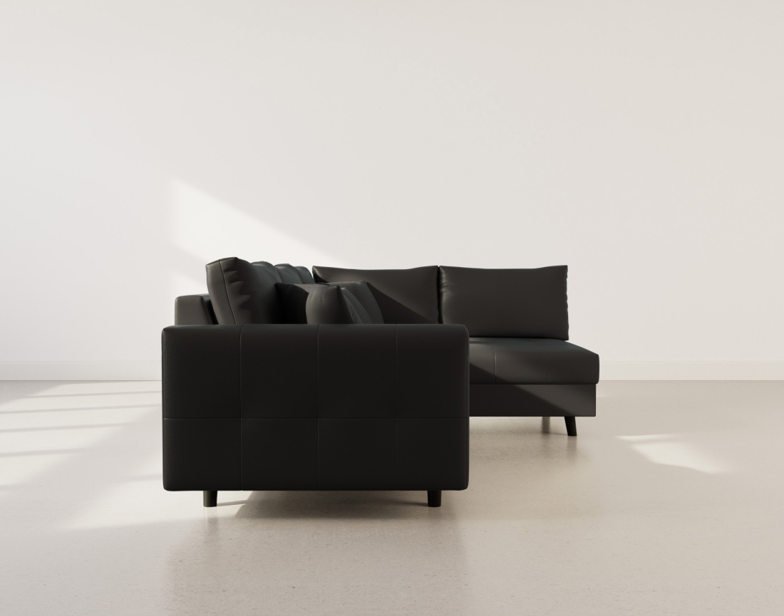 Canapé d'angle droit 4 places en simili Rune