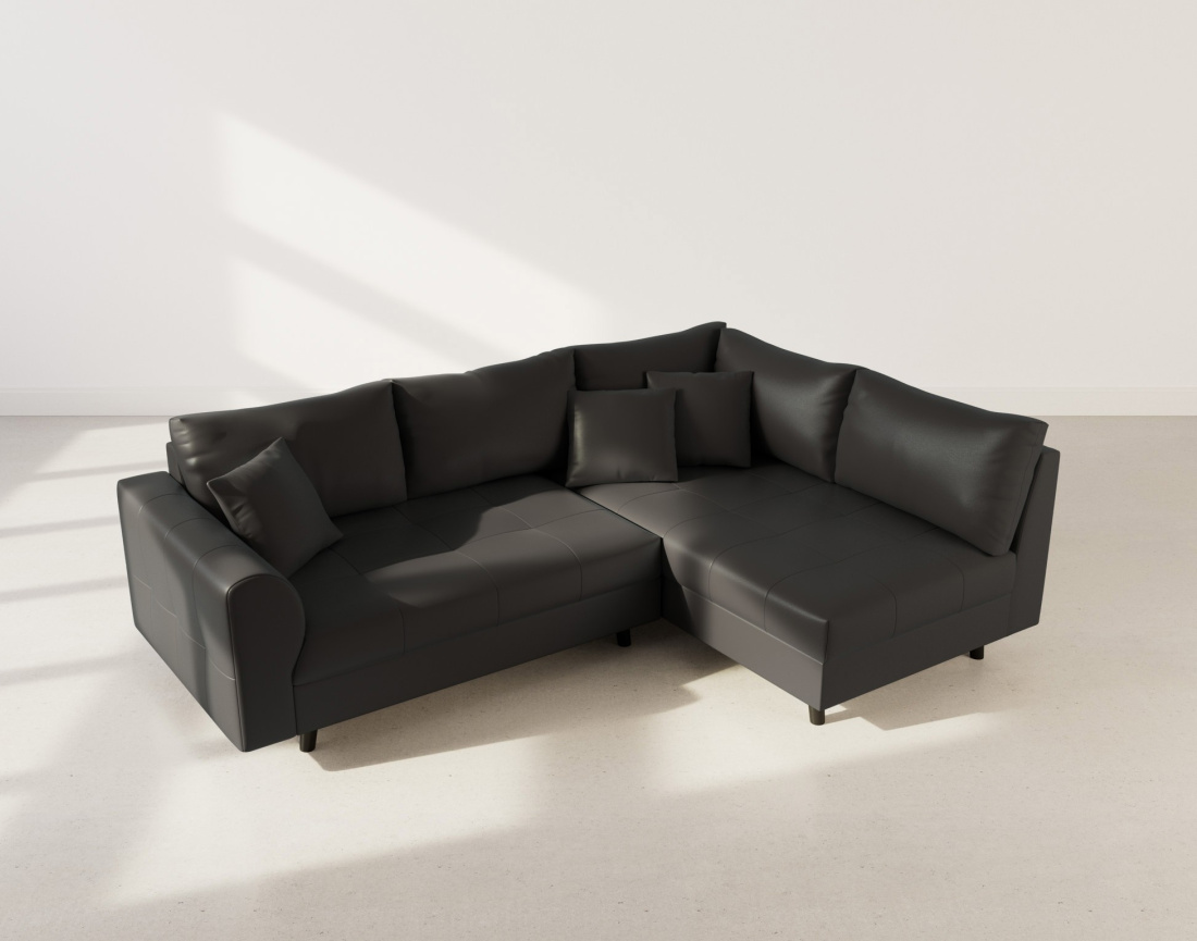 Canapé d'angle droit 4 places en simili Rune