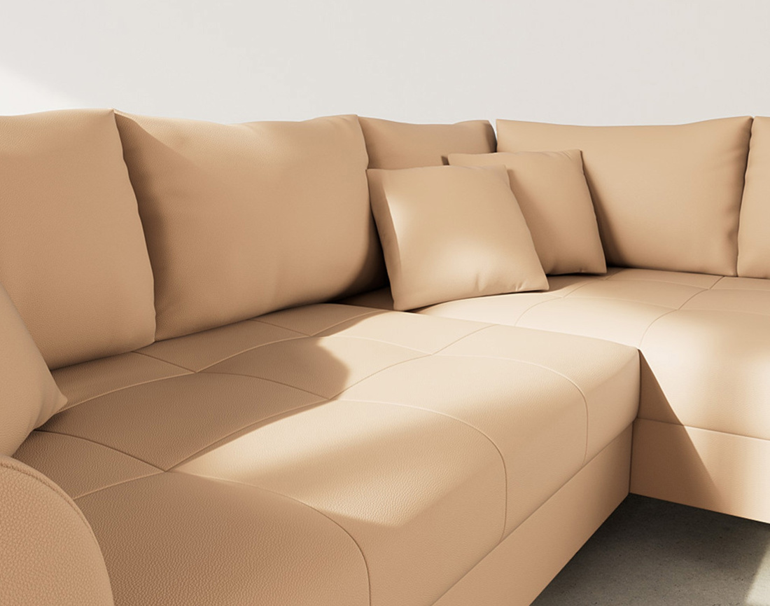 Canapé d'angle droit 4 places en simili Rune