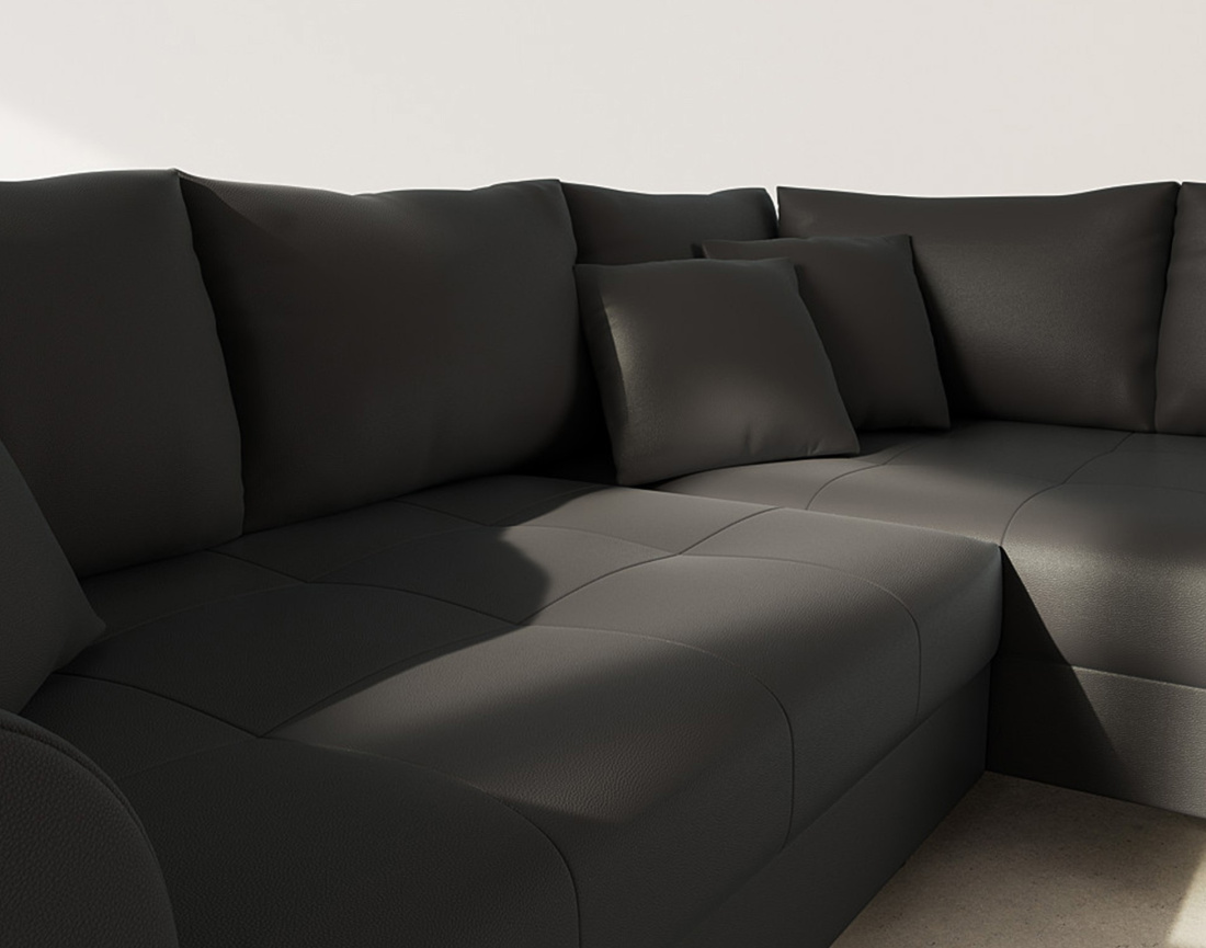 Canapé d'angle droit 4 places en simili Rune