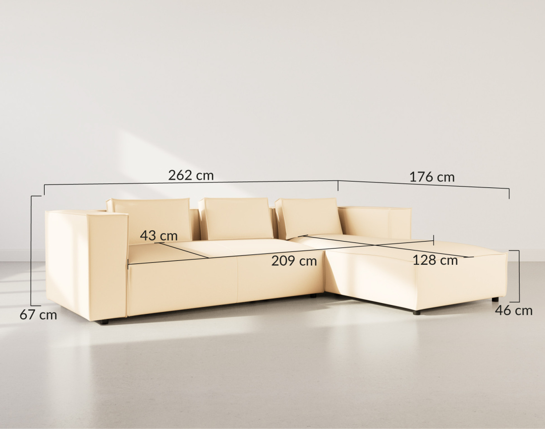 Canapé d'angle droit 4 places en simili Stella