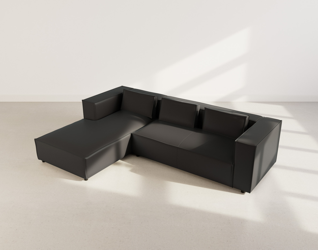 Canapé d'angle gauche 4 places en simili Stella