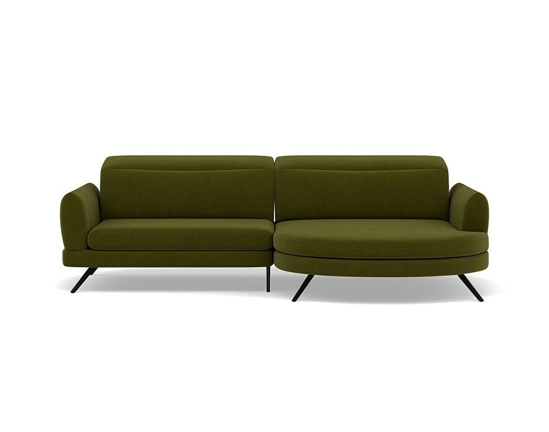 Canapé d'angle droit 4 places avec têtières réglables en tissu texturé Terry