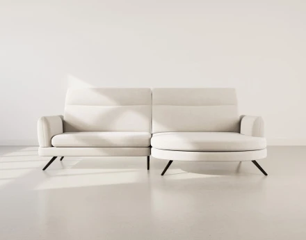 Canapé d'angle droit 4 places avec têtières réglables en tissu texturé Terry