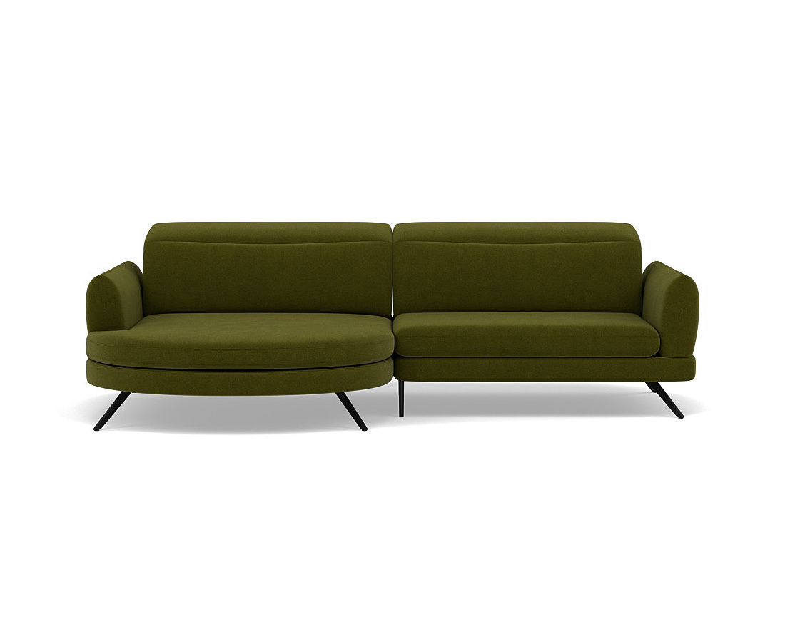 Canapé d'angle gauche 4 places avec têtières réglables en tissu texturé Terry