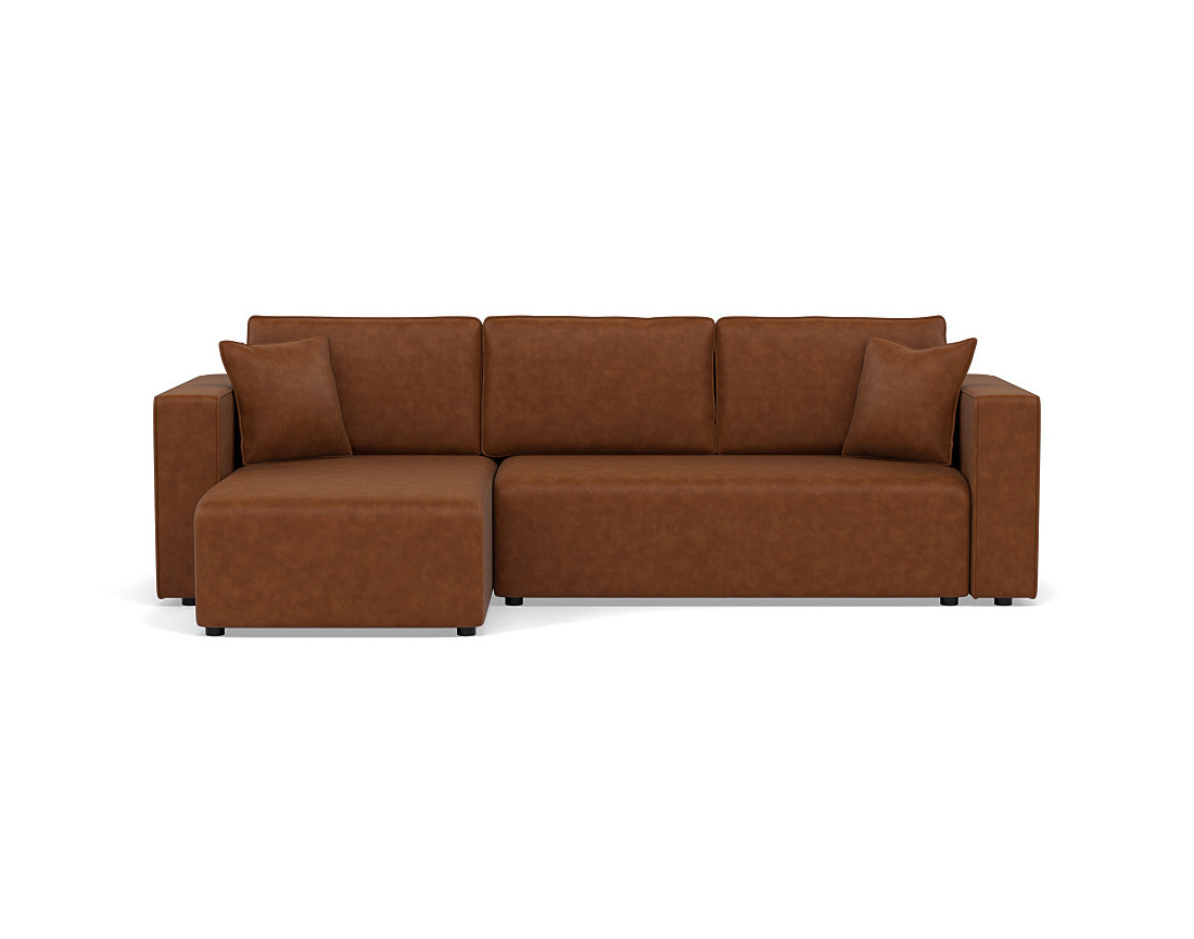 Canapé d'angle réversible 4 places convertible avec coffre en simili Topaze