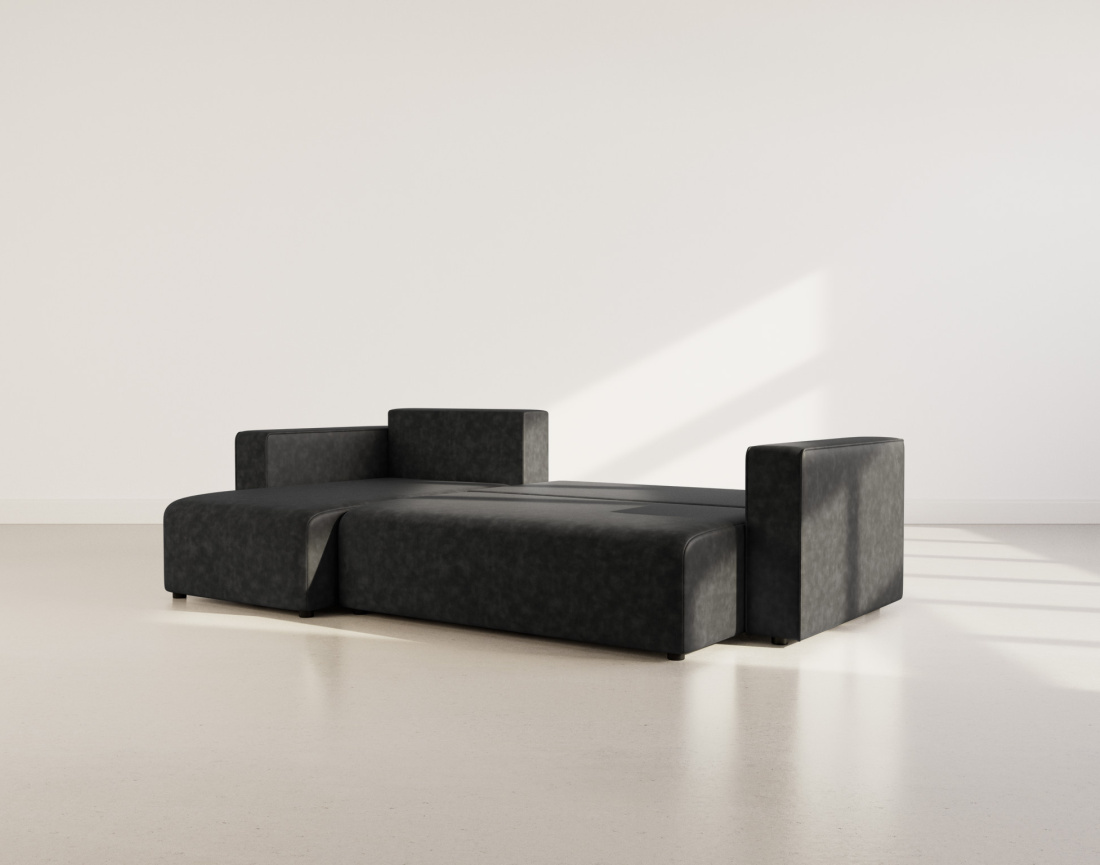 Canapé d'angle réversible 4 places convertible avec coffre en simili Topaze