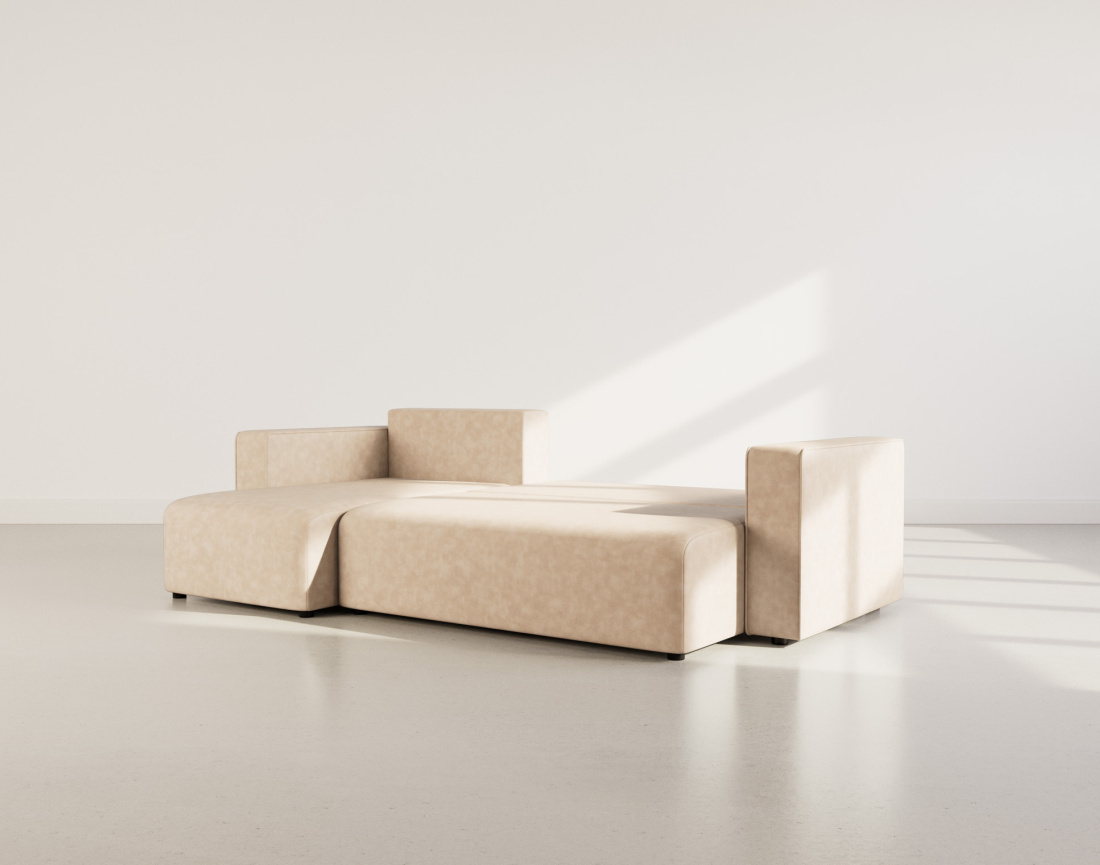 Canapé d'angle réversible 4 places convertible avec coffre en simili Topaze