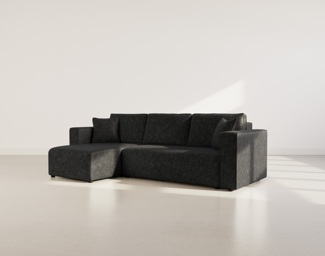 Canapé d'angle réversible 4 places convertible avec coffre en simili Topaze