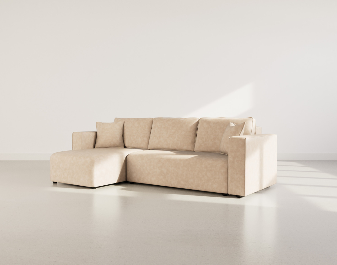 Canapé d'angle réversible 4 places convertible avec coffre en simili Topaze