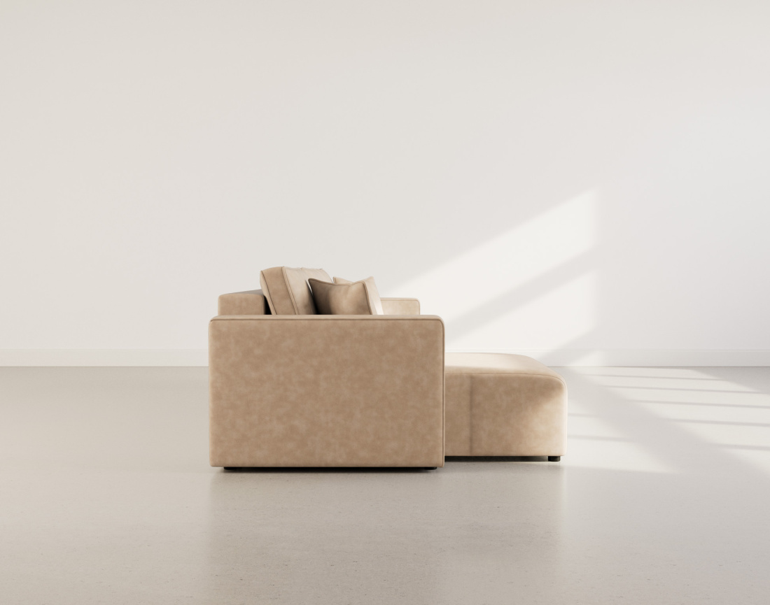 Canapé d'angle réversible 4 places convertible avec coffre en simili Topaze