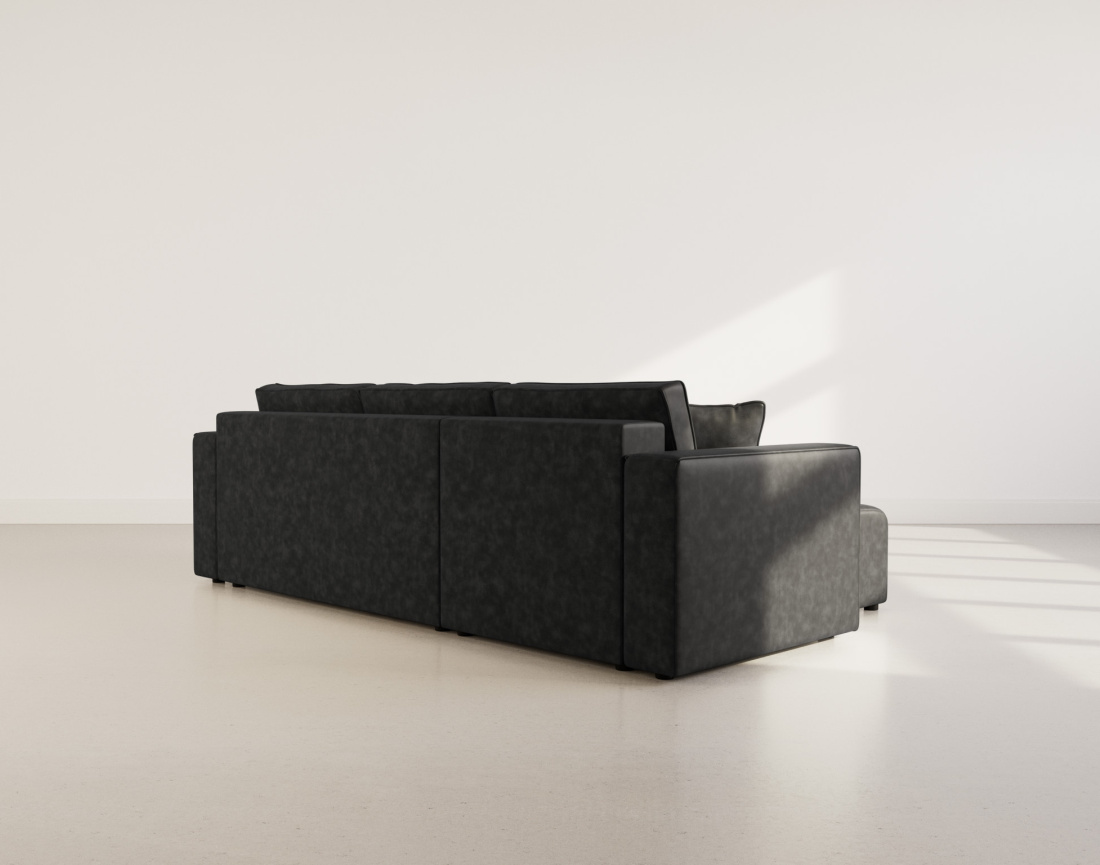 Canapé d'angle réversible 4 places convertible avec coffre en simili Topaze