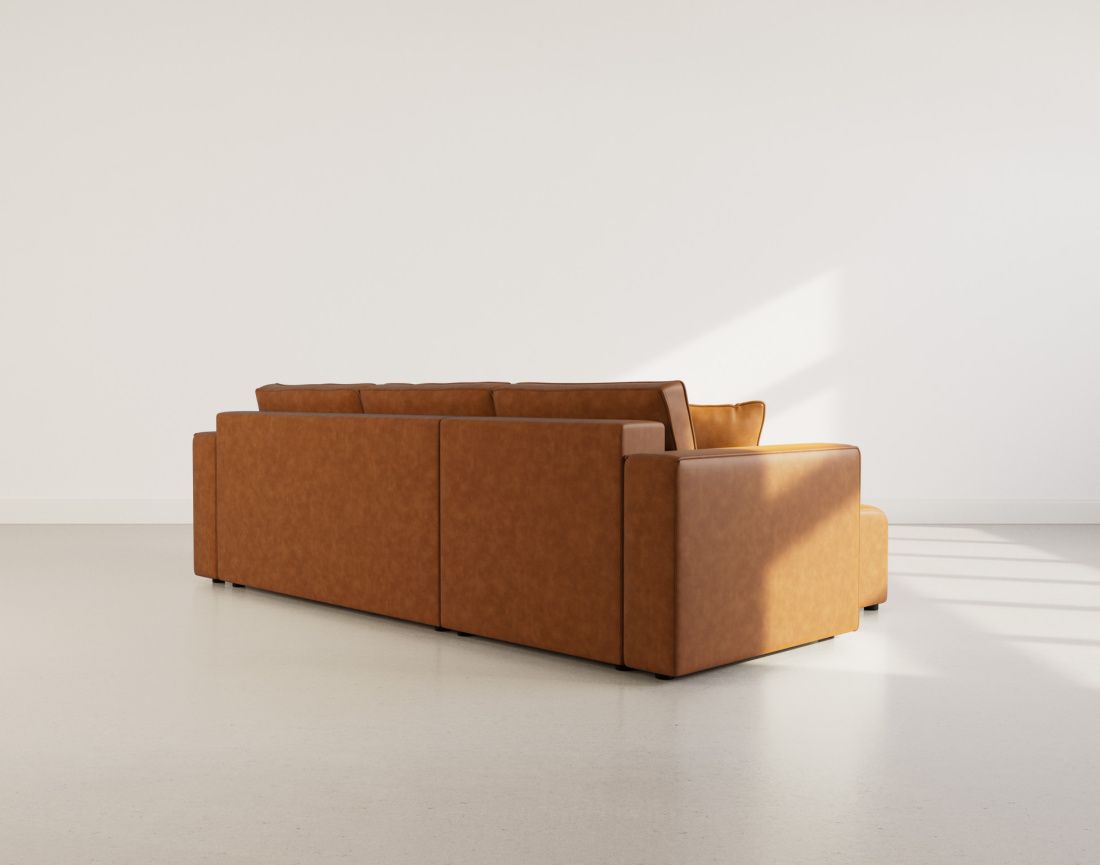 Canapé d'angle réversible 4 places convertible avec coffre en simili Topaze