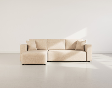 Canapé d'angle réversible 4 places convertible avec coffre en simili Topaze