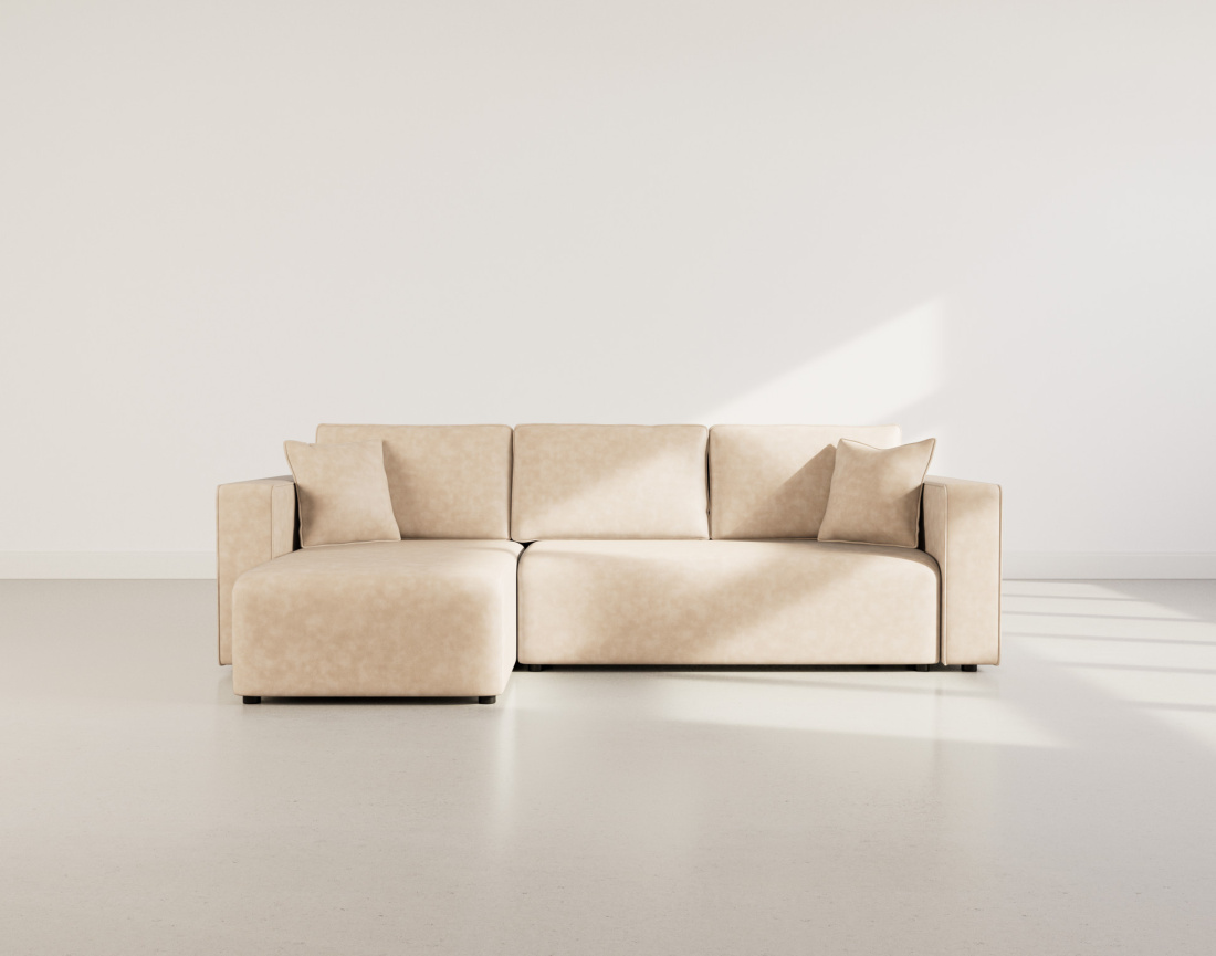 Canapé d'angle réversible 4 places convertible avec coffre en simili Topaze