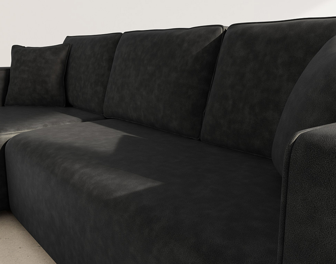 Canapé d'angle réversible 4 places convertible avec coffre en simili Topaze