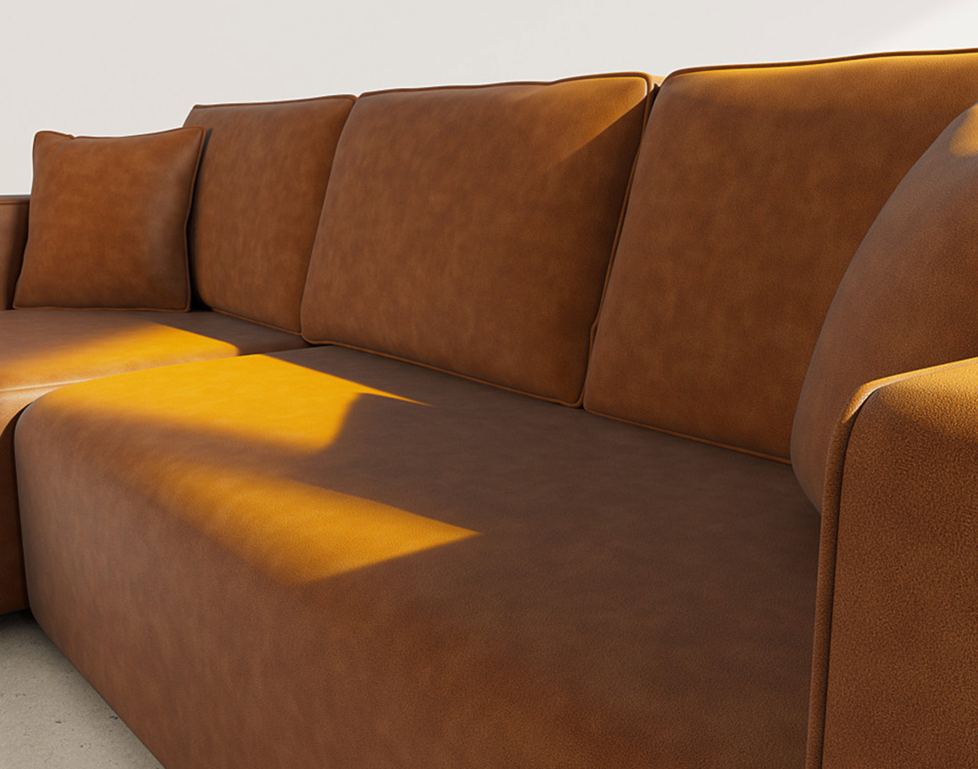 Canapé d'angle réversible 4 places convertible avec coffre en simili Topaze