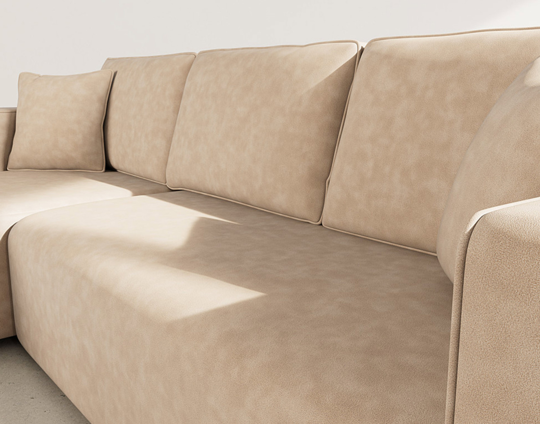 Canapé d'angle réversible 4 places convertible avec coffre en simili Topaze