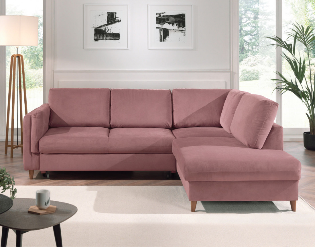 Canapé d'angle droit convertible 5 places en velours Brooke Canapé d'angle droit convertible 5 places en velours Brooke