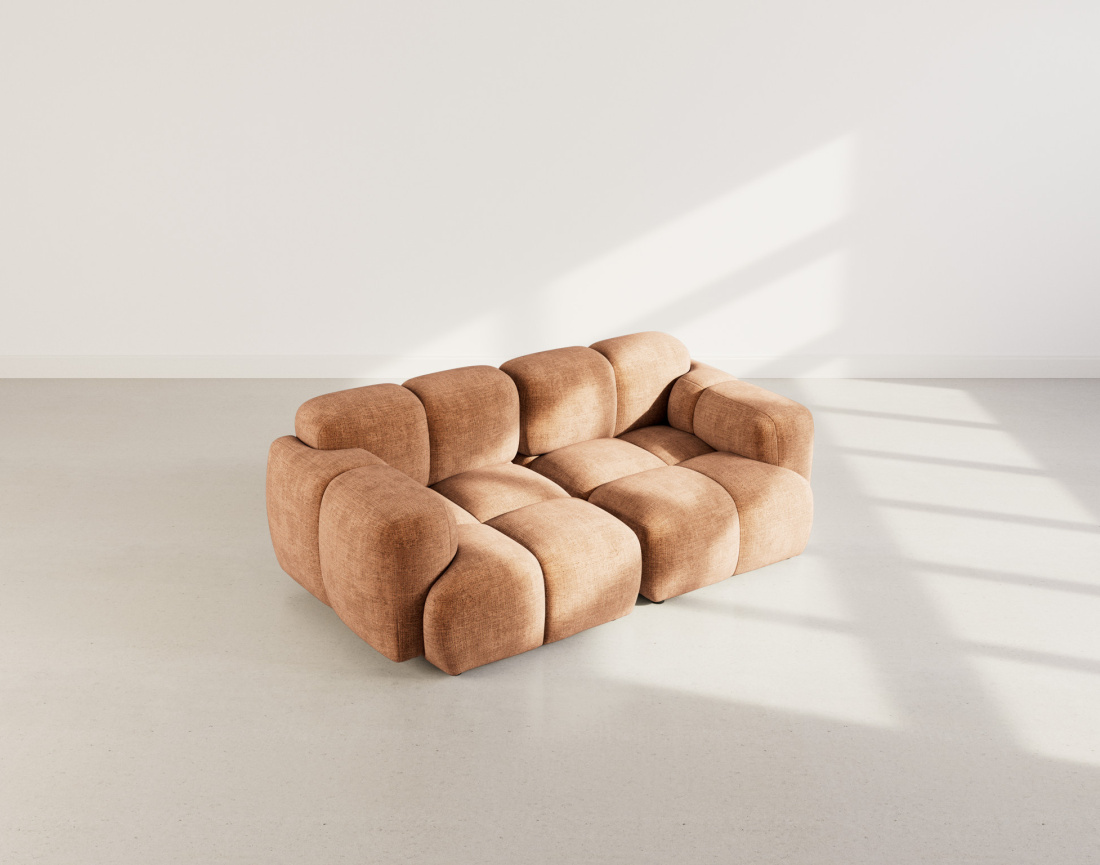 Canapé modulable 2 places en velours texturé Grace