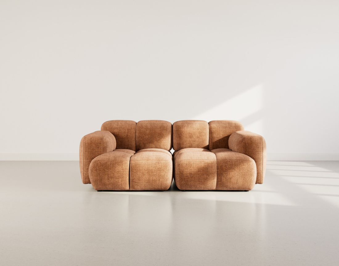 Canapé modulable 2 places en velours texturé Grace