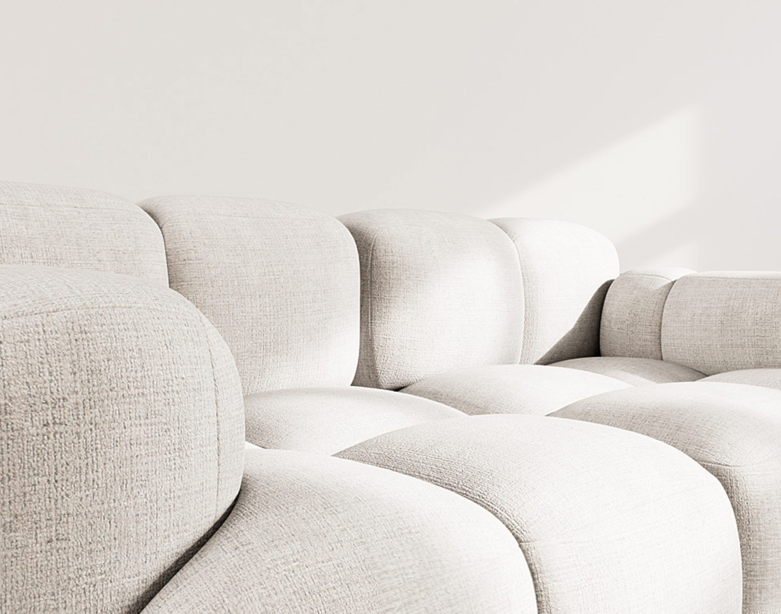 Canapé modulable 2 places en velours texturé Grace