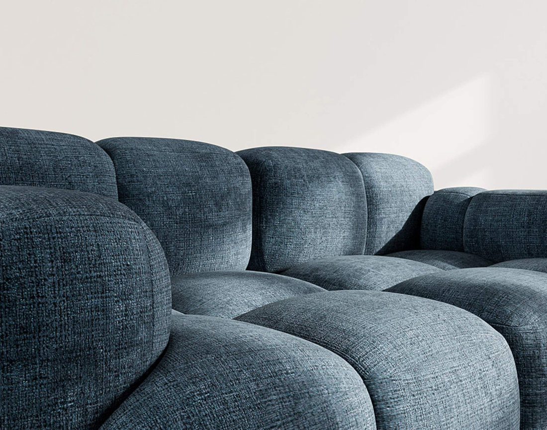 Canapé modulable 2 places en velours texturé Grace