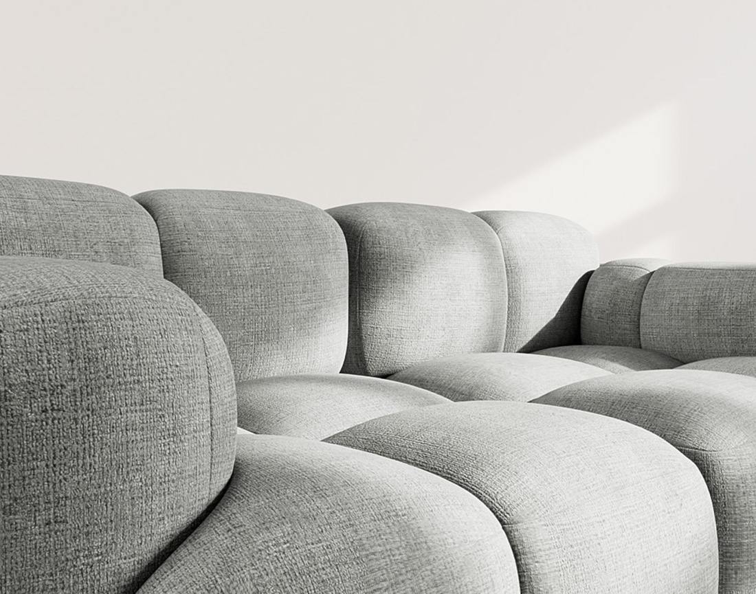 Canapé modulable 2 places en velours texturé Grace