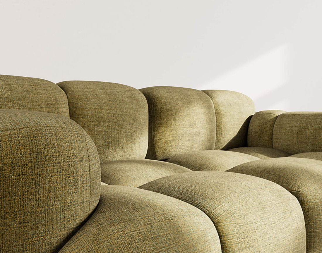 Canapé modulable 2 places en velours texturé Grace