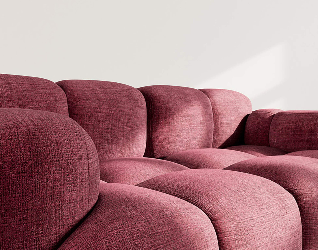 Canapé modulable 2 places en velours texturé Grace