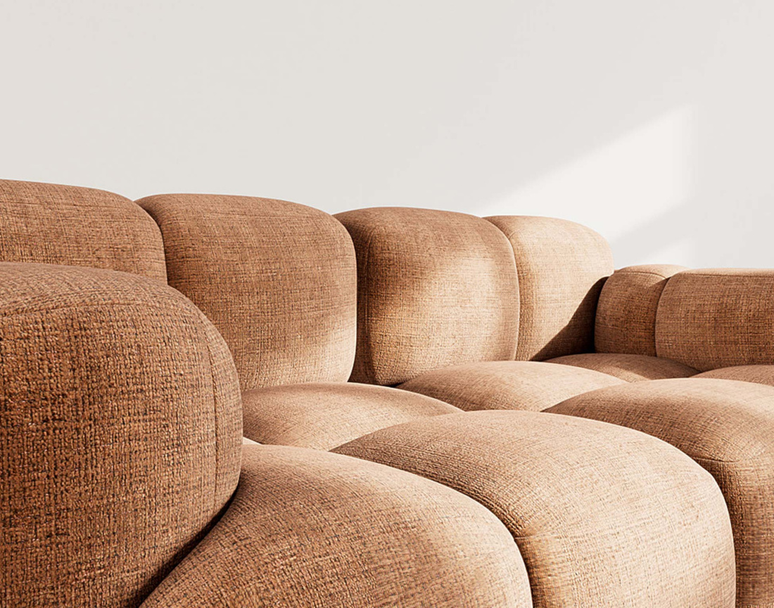 Canapé modulable 2 places en velours texturé Grace