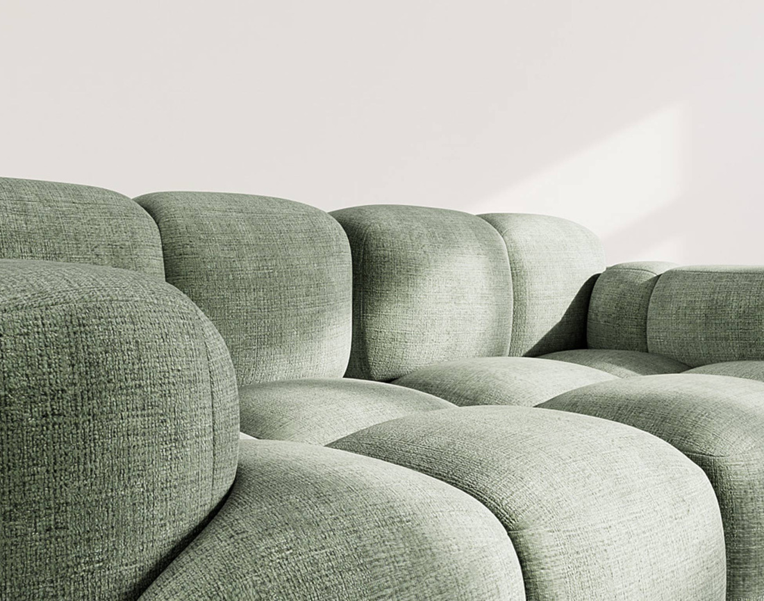 Canapé modulable 2 places en velours texturé Grace