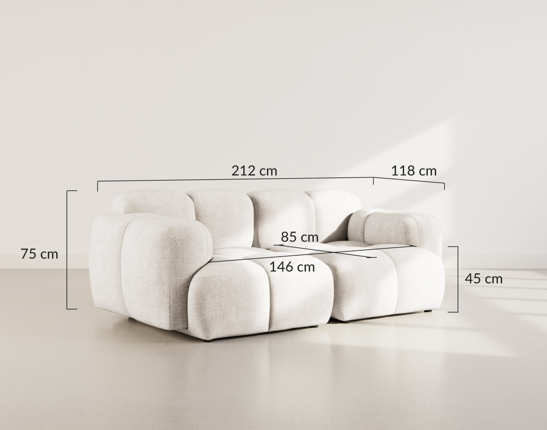 Canapé modulable 2 places en velours texturé Grace