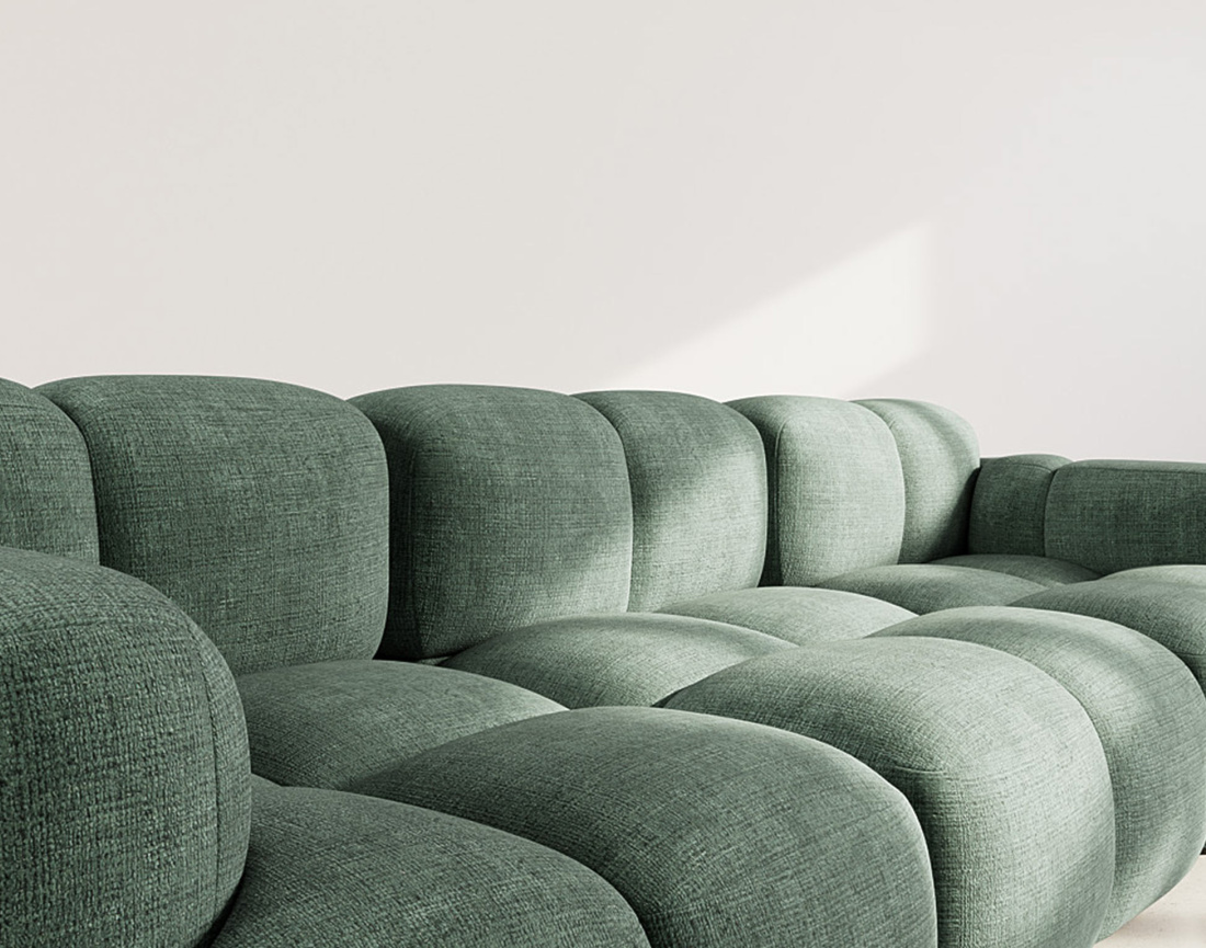 Canapé modulable 3 places en velours texturé Grace