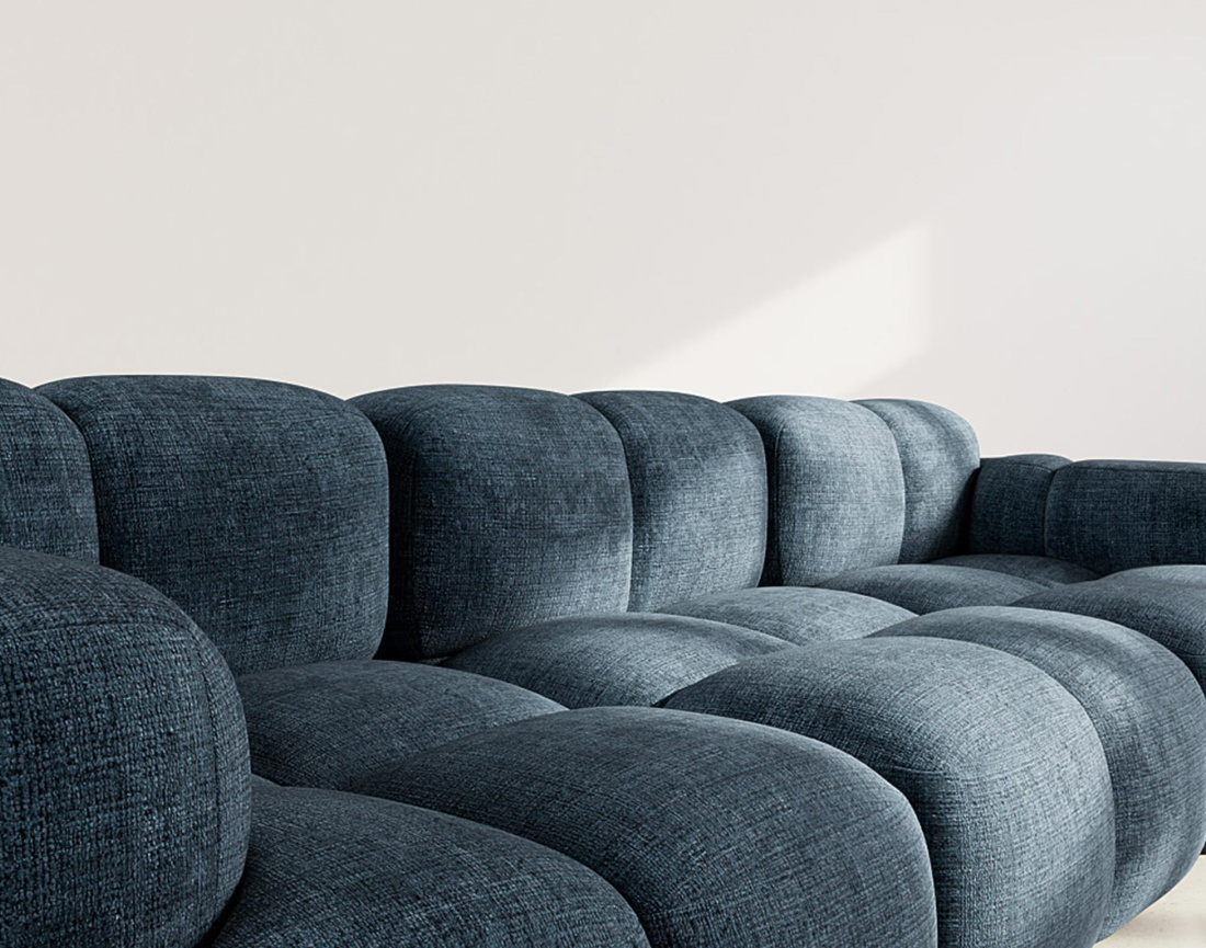 Canapé modulable 3 places en velours texturé Grace