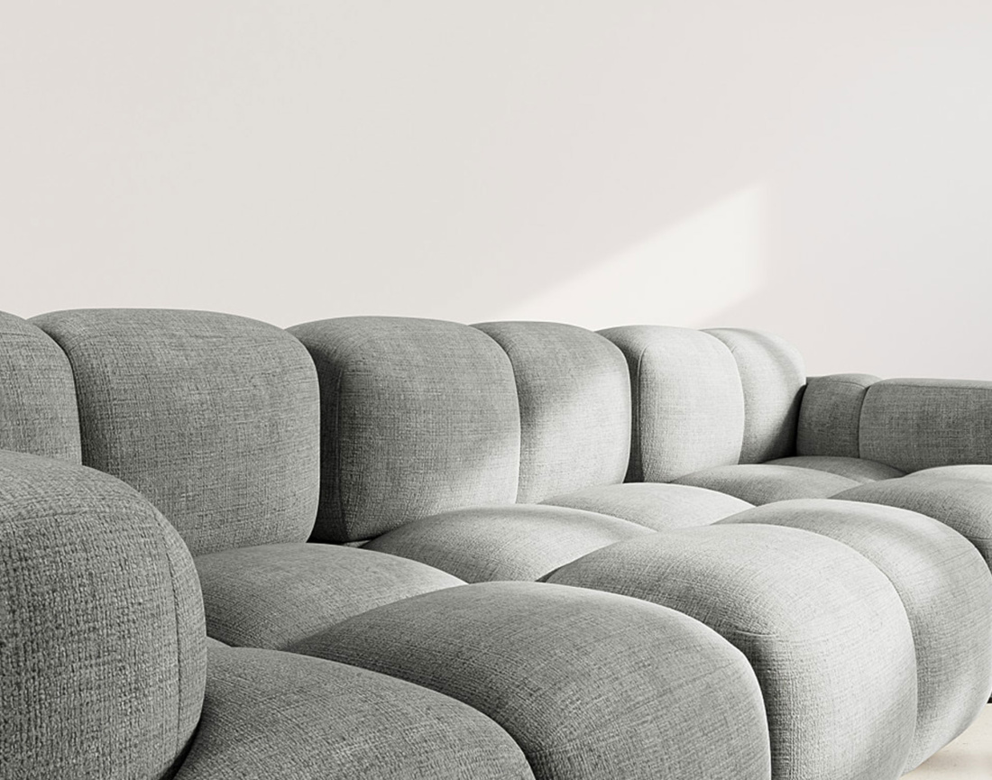 Canapé modulable 3 places en velours texturé Grace