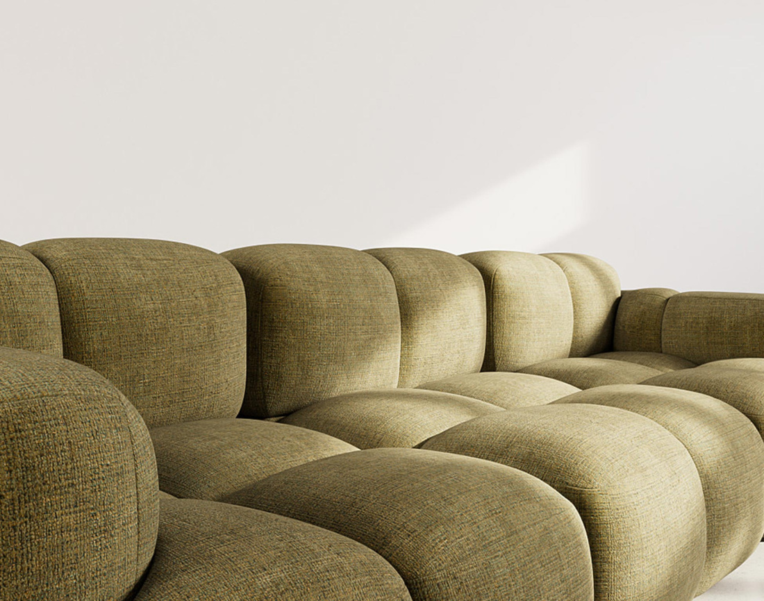 Canapé modulable 3 places en velours texturé Grace