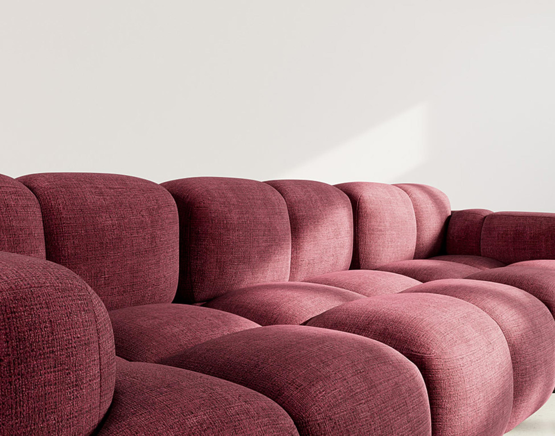 Canapé modulable 3 places en velours texturé Grace