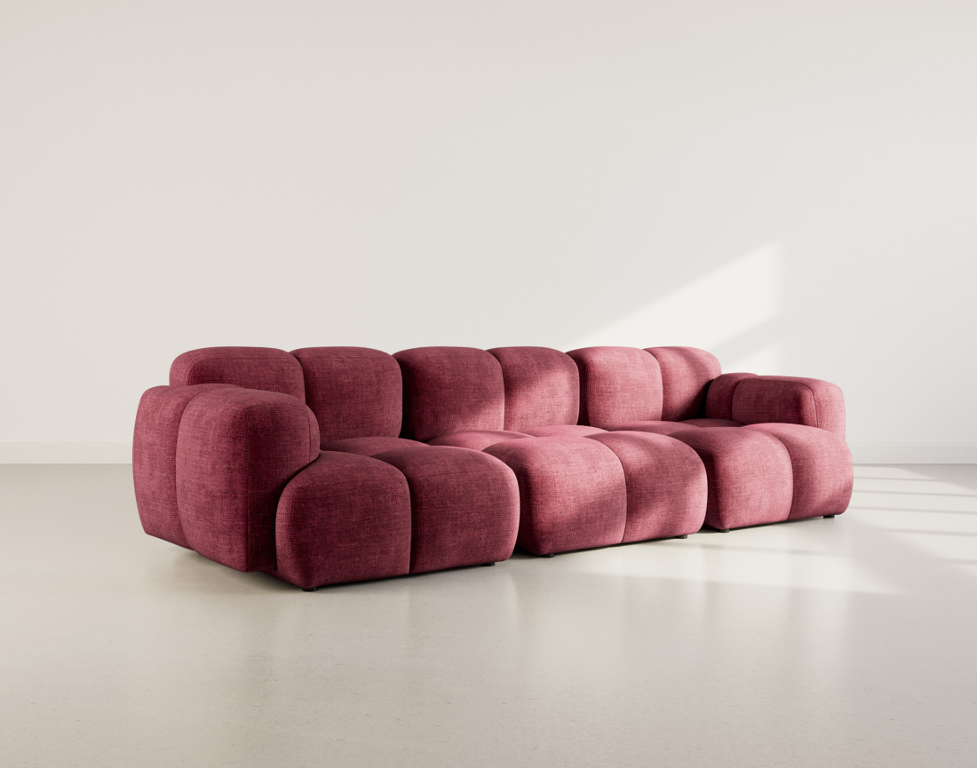 Canapé modulable 3 places en velours texturé Grace