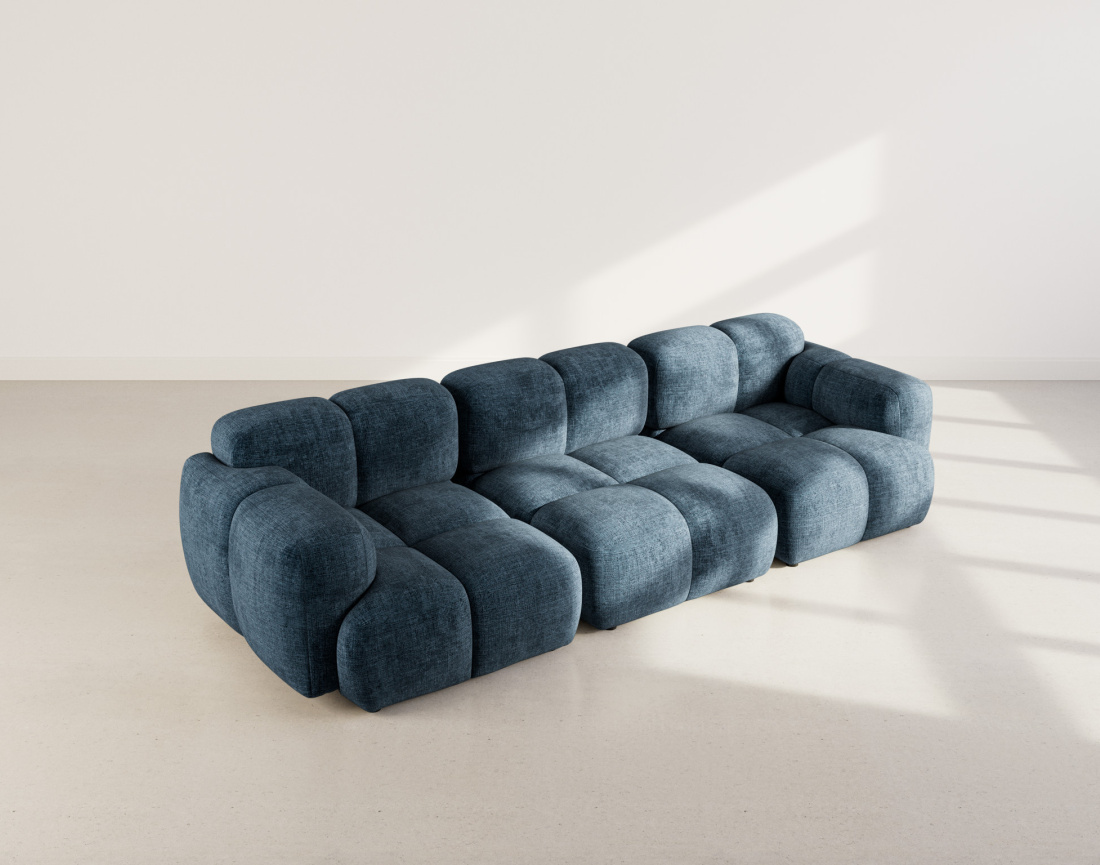 Canapé modulable 3 places en velours texturé Grace