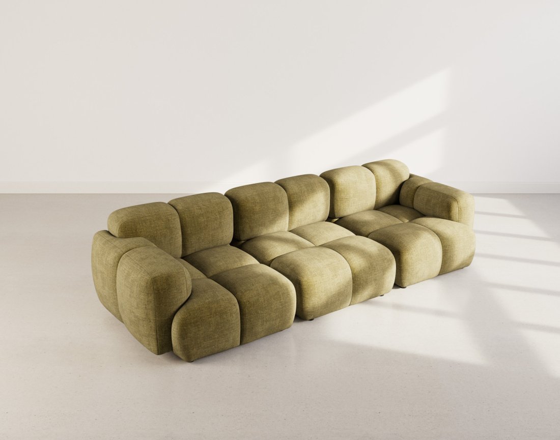 Canapé modulable 3 places en velours texturé Grace