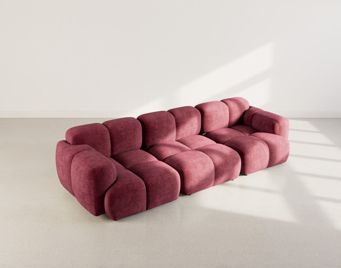 Canapé modulable 3 places en velours texturé Grace