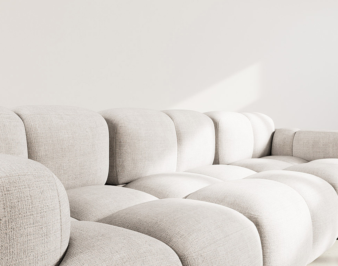 Canapé modulable 3 places en velours texturé Grace