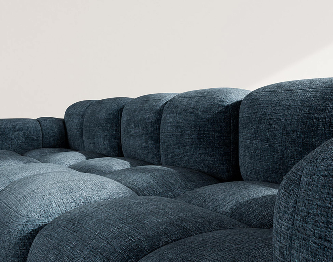 Canapé modulable d'angle réversible 4 places en velours texturé