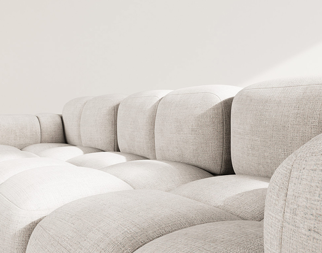 Canapé modulable d'angle réversible 4 places en velours texturé