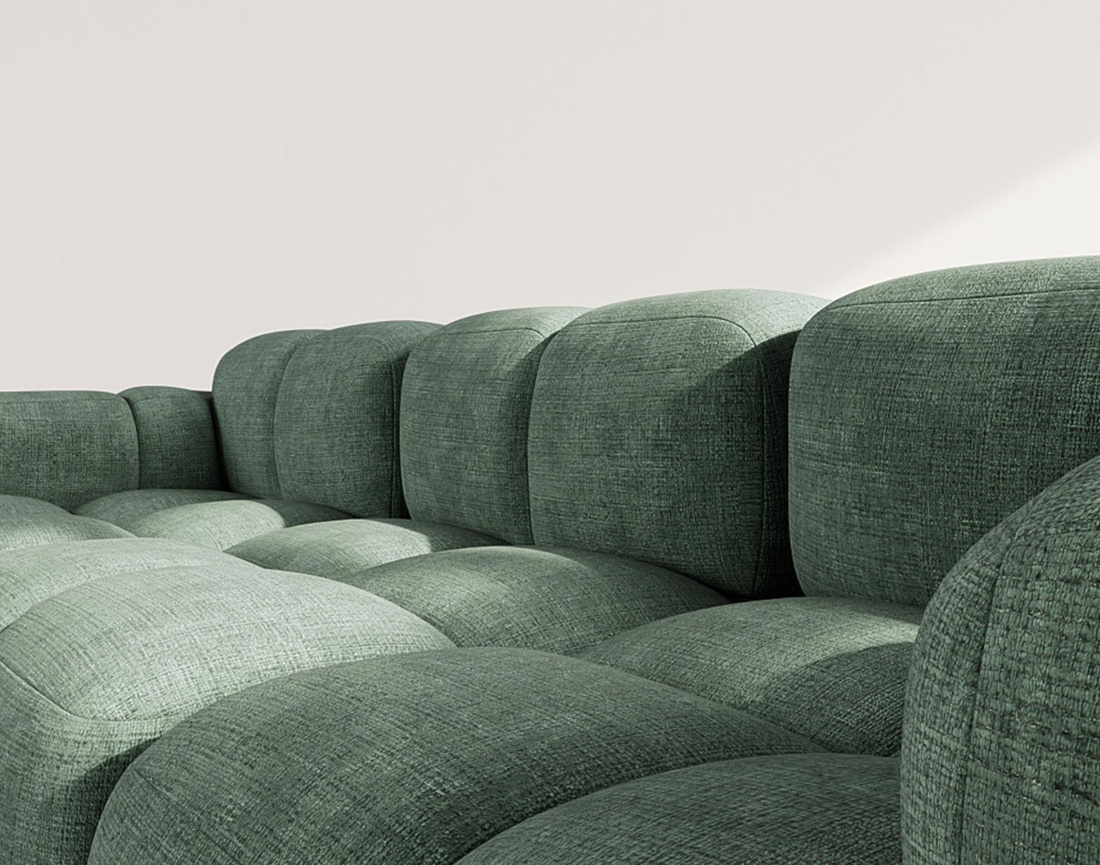 Canapé modulable d'angle réversible 4 places en velours texturé