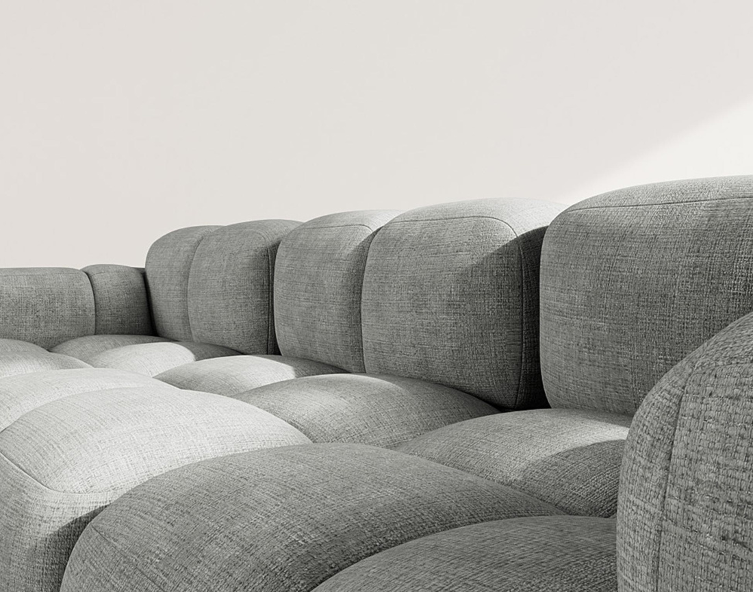 Canapé modulable d'angle réversible 4 places en velours texturé